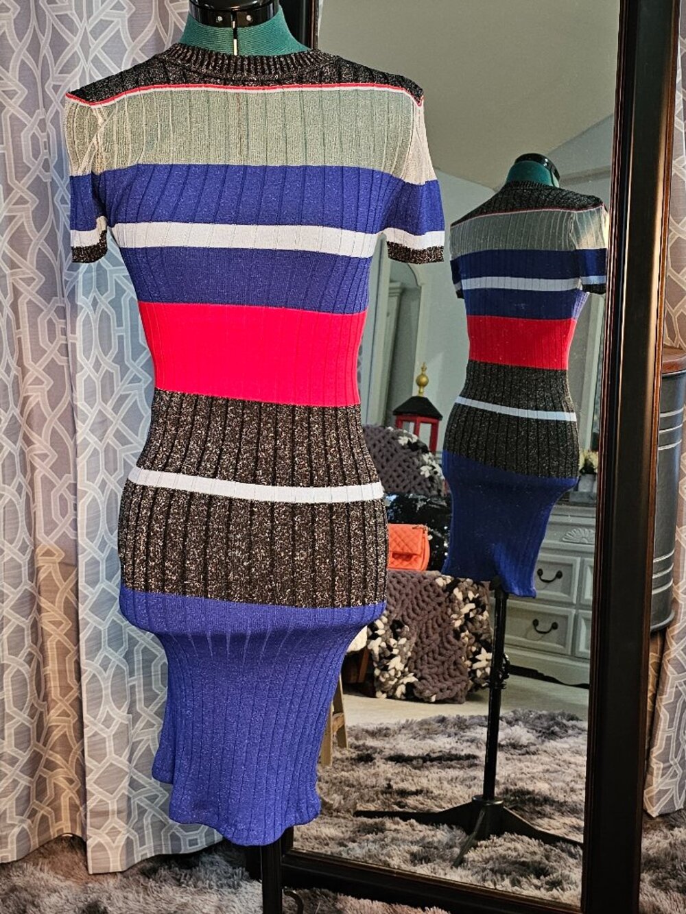 Rehab Lab Multicolor Color‑Block Knit Sweater Dress – Style AD8290A – Size S